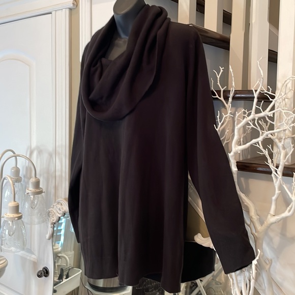 Cowl Neck Solid Deep Black Sweater. The Softest, Gorgeous Drape & Feel. - Picture 5 of 11